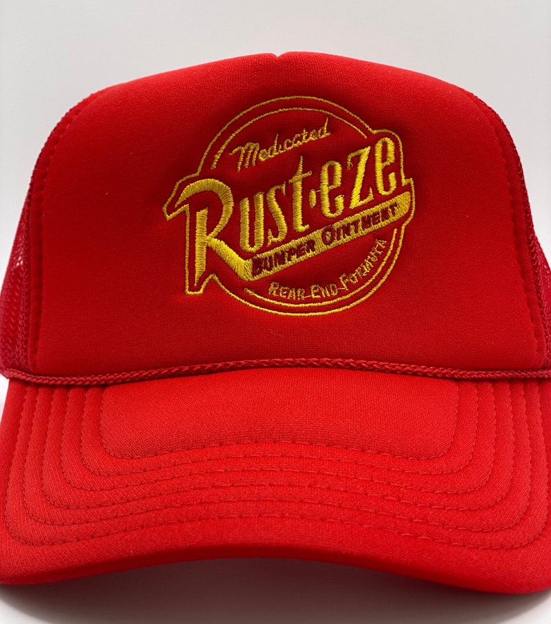 RUSTEZE Custom Trucker Adjustable Cap Disney Cars Hat Red Hat Lightning McQueen image 1