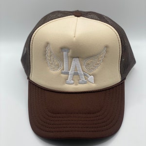 LA Los Angeles with Angel Wings Custom Trucker Adjustable Baseball Cap SnapBack