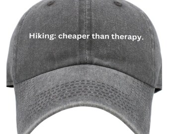 Embroidered Hiking Therapy hat, Hiking Gifts National Parks Camping Gift Nature Lover Mountain Hiking Hat Park Tee Outdoor Adventure Hat