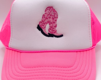 Cowgirl Boots Embroidered Trucker, Beach Trucker, Saddle Up Buttercup Hat, Boots Trucker, Cowgirl Hat, Western Hat, Country Girl Hat