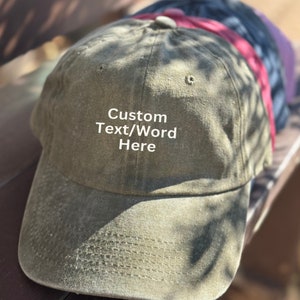 Custom Retro Embroidered Hat , Personalized Text Vintage Cap , Embroidery Text baseball hat , Custom Text Hat, Bachelorette, Text Hat