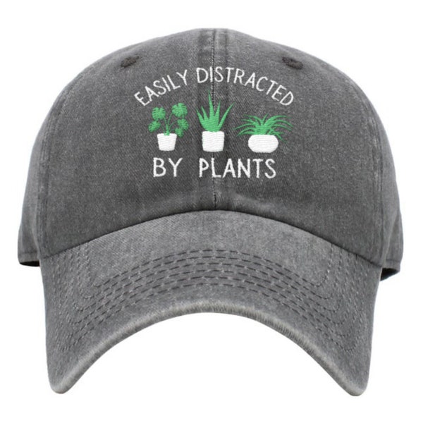 Easily Distracted By Plants Embroidered Hat, Plant Love Hat, Plant Lover Gift, Plant Lover Hat, Gardening Hat, Cute Garden Hat, Garden Gift