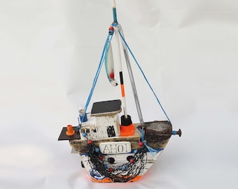 Fischerboot Kutter Holzboot Boot Kleines Boot Schiff Recycling Upcycling Modellboot Dekoschiff