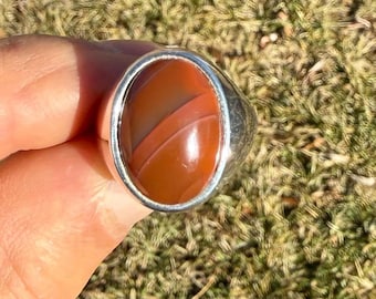 Lake Superior Achat Ring (rote Bänderung), Gr. 925, 925 Sterling Silber, handgemacht