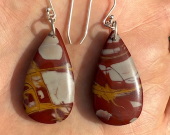 Noreena Jasper drop earrings, 925 Sterling Silver, Handmade