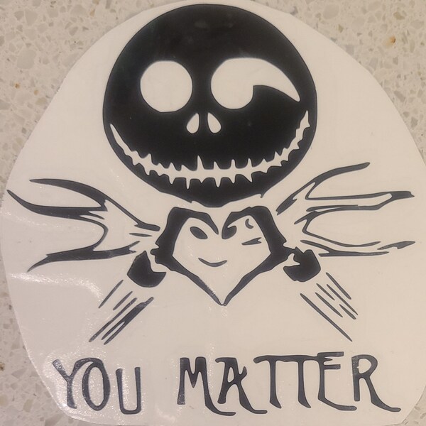 Jack Skellington Suicide Awareness Semicolon "You Matter" Vinyl Decal - Car Window Decal Sticker, Laptop Decal, Nightmare Before Christmas