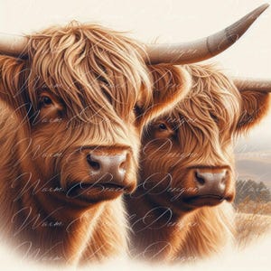 Highland Kuh PNG: Herbstkranz Schild Design (Digitaler Download)