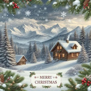 Clipart vintage di un fienile invernale: Stella di Natale di Natale PNG JPEG (download digitale)