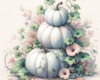 Pumpkins- Fall Clipart - PNG Digital Clipart - Scrapbooking - Sublimation - Transparent Background