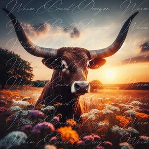 Longhorn Kuh Design: Herbstbild Western (Digitaler Download)