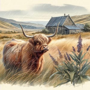 Highland Kuh PNG: Herbstkranz Design (Digitaler Download)