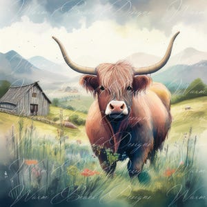 Highland Kuh PNG: Herbstkranz Schild, Westernbild (Digitaler Download)