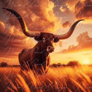 Longhorn Kuh Design: Herbstbild Western (Digitaler Download)