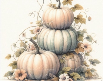Pumpkins- Fall Clipart - PNG Digital Clipart - Scrapbooking - Sublimation - Transparent Background