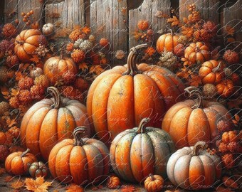 Pumpkins- Fall Clipart - PNG Digital Clipart - Scrapbooking - Sublimation - Transparent Background