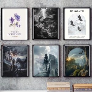Fourth Wing print set, Violet Sorrengail, The Parapet, Tairn and Andarna, The Empyrean books, Rebecca Yarros, dragons, DIGITAL PRINT