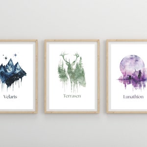 ACOTAR, Throne of glass, Crescent city, Sarah J Maas cities print set,  tog art, Fantasy Wall decor, digital download