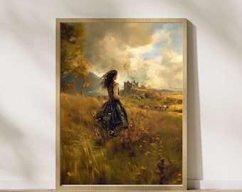 Outlander inspired art print, Scottish highlands landscape, Lallybroch castle, bookish | fan art | DIGITAL DOWNLOAD