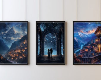 Night court print package, Feyre Rhysand Art, Fantasy Wall Art, Court of Thorns & Roses, Sarah J Maas, ACOTAR art, DIGITAL PRINT