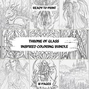 Throne of glass inspired coloring pages, TOG , Sarah J Maas, DIGITAL PRINT