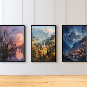 Lunathion, Terrasen and Velaris prints, Sarah J Maas cities set, ACOTAR art, Throne of glass, Crescent city, Wall decor, DIGITAL PRINT