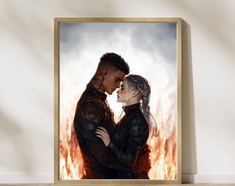 Fourth Wing print, Violet and Xaden, Rebecca Yarros, Digital download