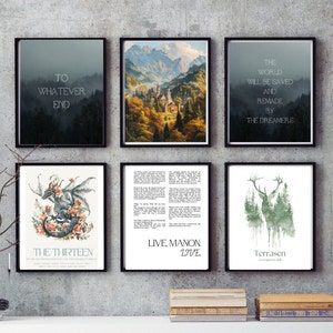Pacchetto di stampe artistiche da parete ispirate al Trono di Vetro, Fantasy Wall Art, Sarah J Maas, STAMPA DIGITALE