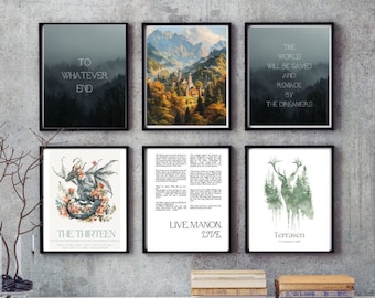 Throne of Glass Inspired wall art print package, Fantasy Wall Art, Sarah J Maas, DIGITAL PRINT