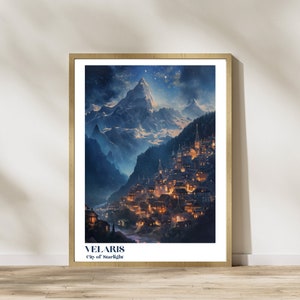 Velaris city of starlight, ACOTAR print art, Sarah J Maas print, night court, Fantasy Wall decor, DIGITAL PRINT