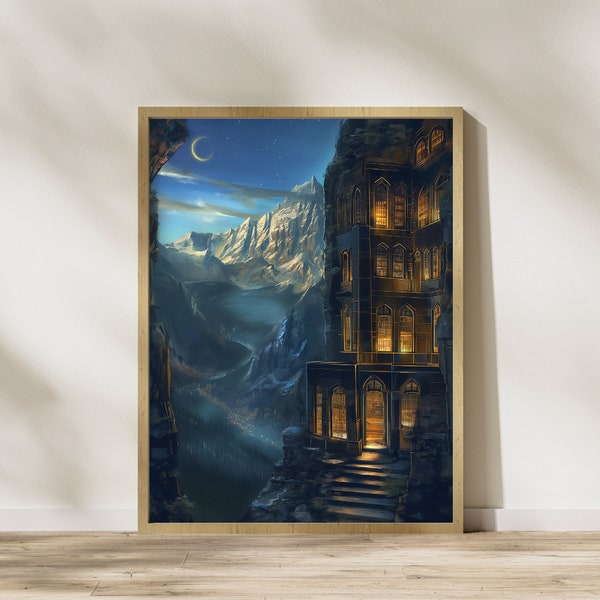 House of Wind Velaris| Night court | Magic library | Fantasy Wall Art | Court of Thorns & Roses | Sarah J Maas | ACOTAR art | DIGITAL PRINT