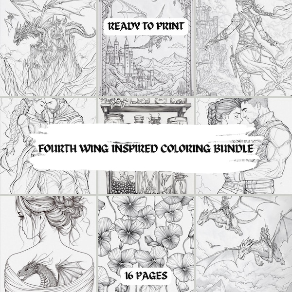Coloring Left Wing Fourth Wing Coloring Book - Etsy