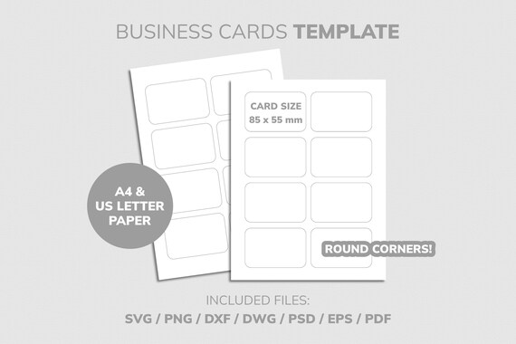 UK Business Card Empty Template EU Round Corners Svg Png - Etsy