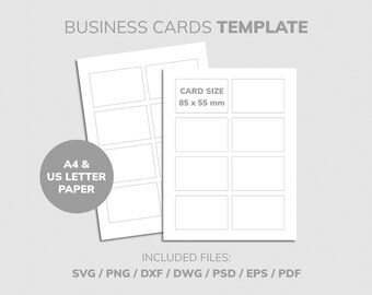 UK standard Business Card Empty Template - EU svg, png, DXF, 85x55mm size Sharp edges
