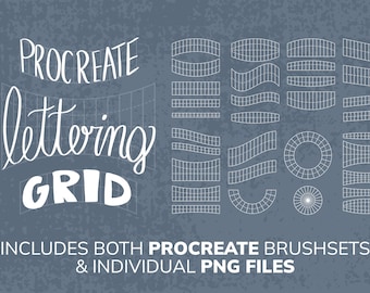 Procreate Brush stamp, Lettering grid Template, pre-made