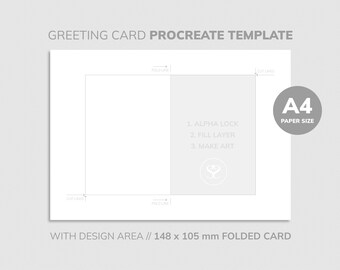 Greeting Card Procreate Template, A4 paper Canvas size with layers, Instant Download