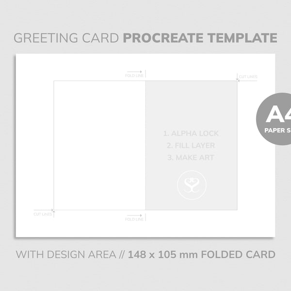 Greeting Card Procreate Template, A4 paper Canvas size with layers, Instant Download