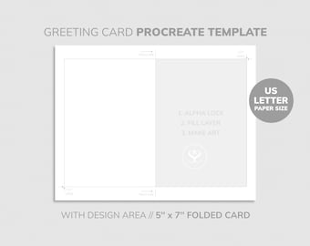 Greeting Card Procreate Template, US LETTER paper Canvas size with layers, Instant Download