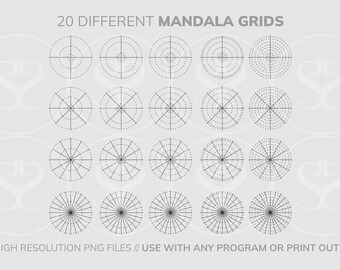 Mandala grid Template set, pre-made, DIGITAL & PRINT use