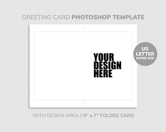Photoshop Greeting Card SMART OBJECT Template, US Letter paper Canvas size with layers, Instant Download