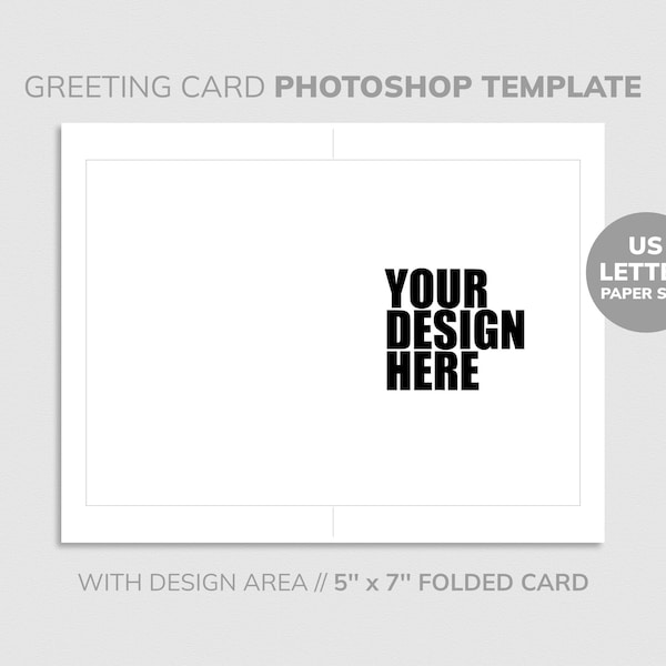 Photoshop Greeting Card SMART OBJECT Template, US Letter paper Canvas size with layers, Instant Download