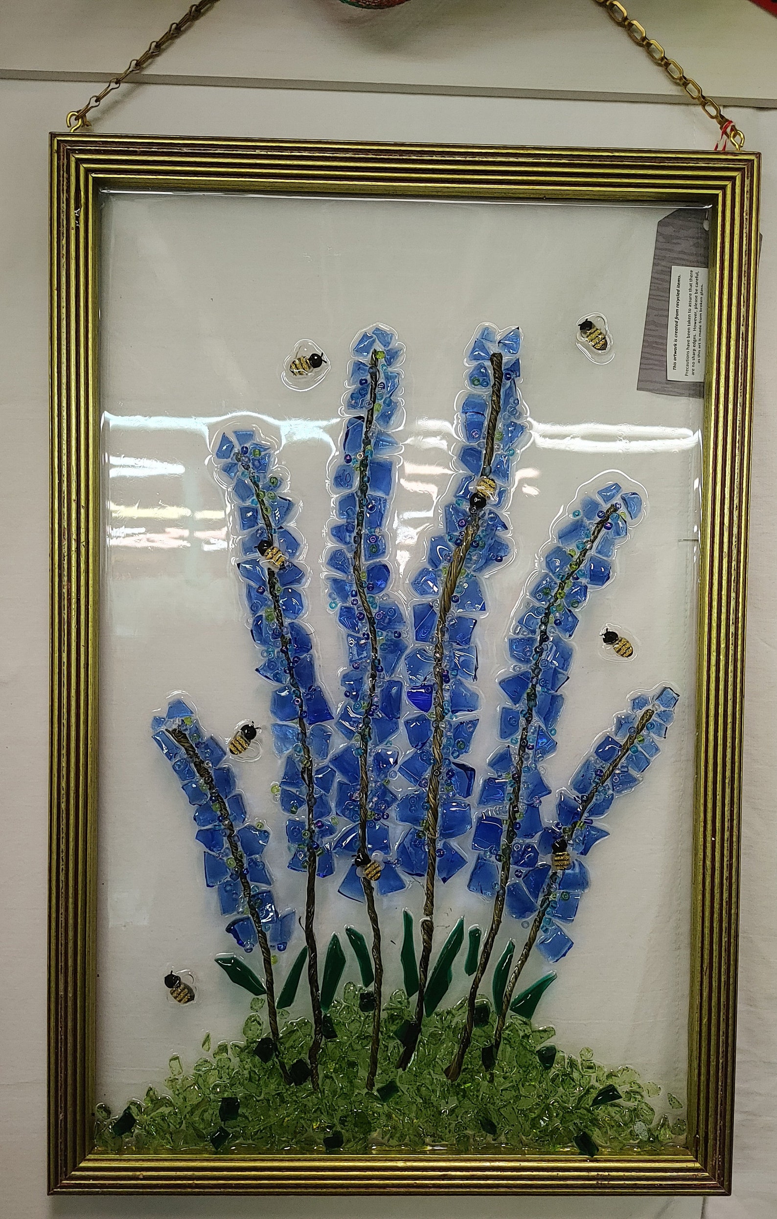 Broken Glass Art Crushed Glass Art Recycled Glass Art Resin Etsy