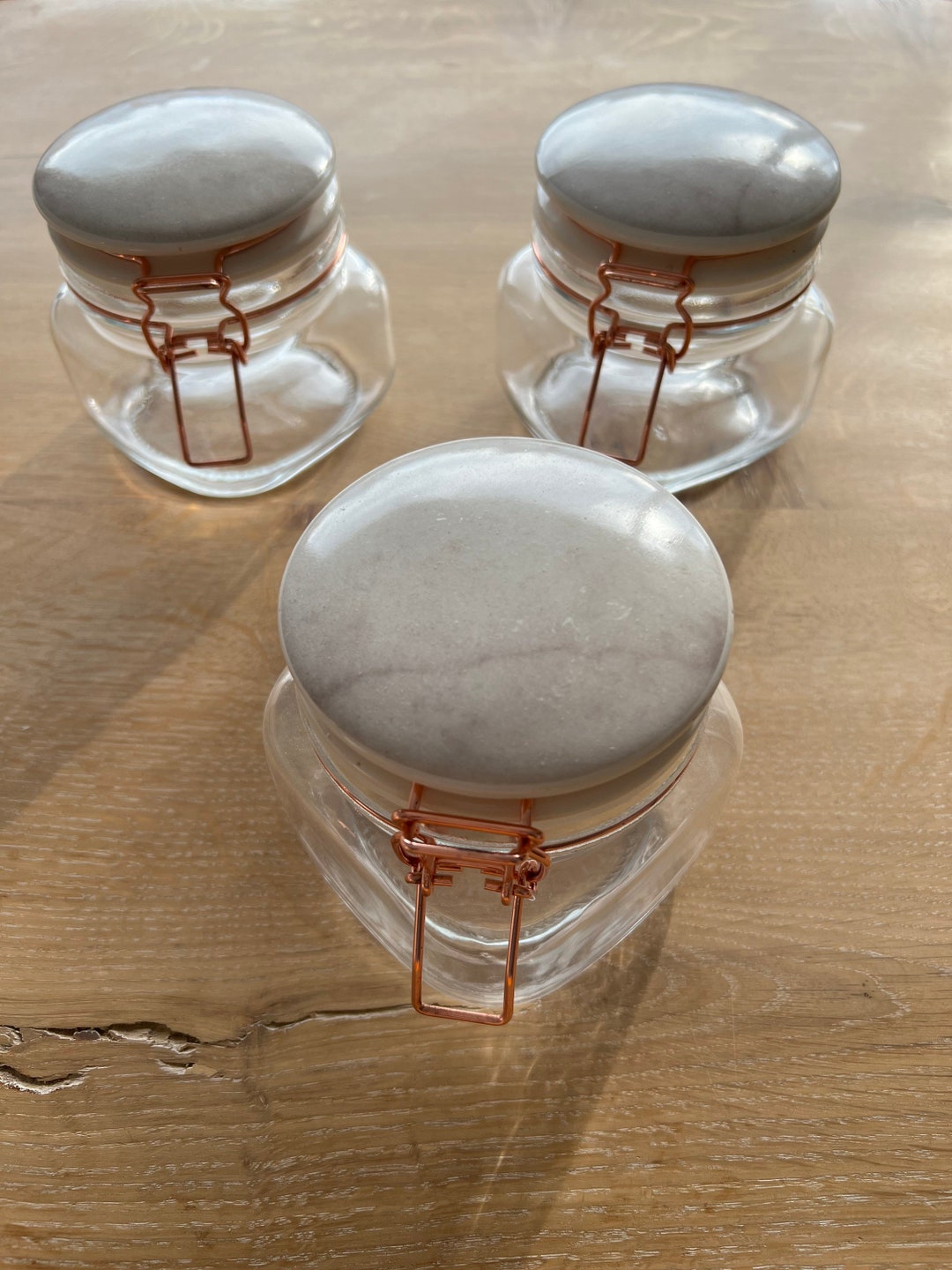 Rose Gold Storage Jars Airtight Marble Effect Kitchen Etsy