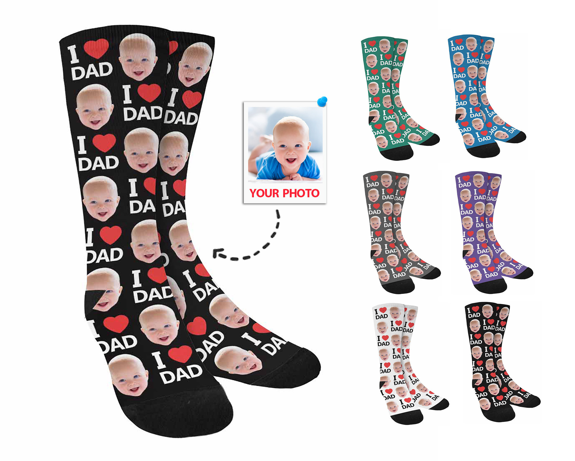 Custom Father's Day Face Socks Personalized Photo Socks Etsy