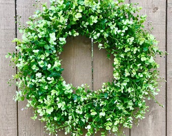 Eucalyptus and Basswood Wreath for Front Door, Spring, Summer or Year Round Wreath, Everyday Greenery Wreath, Farmhouse Decor, Spring Decor