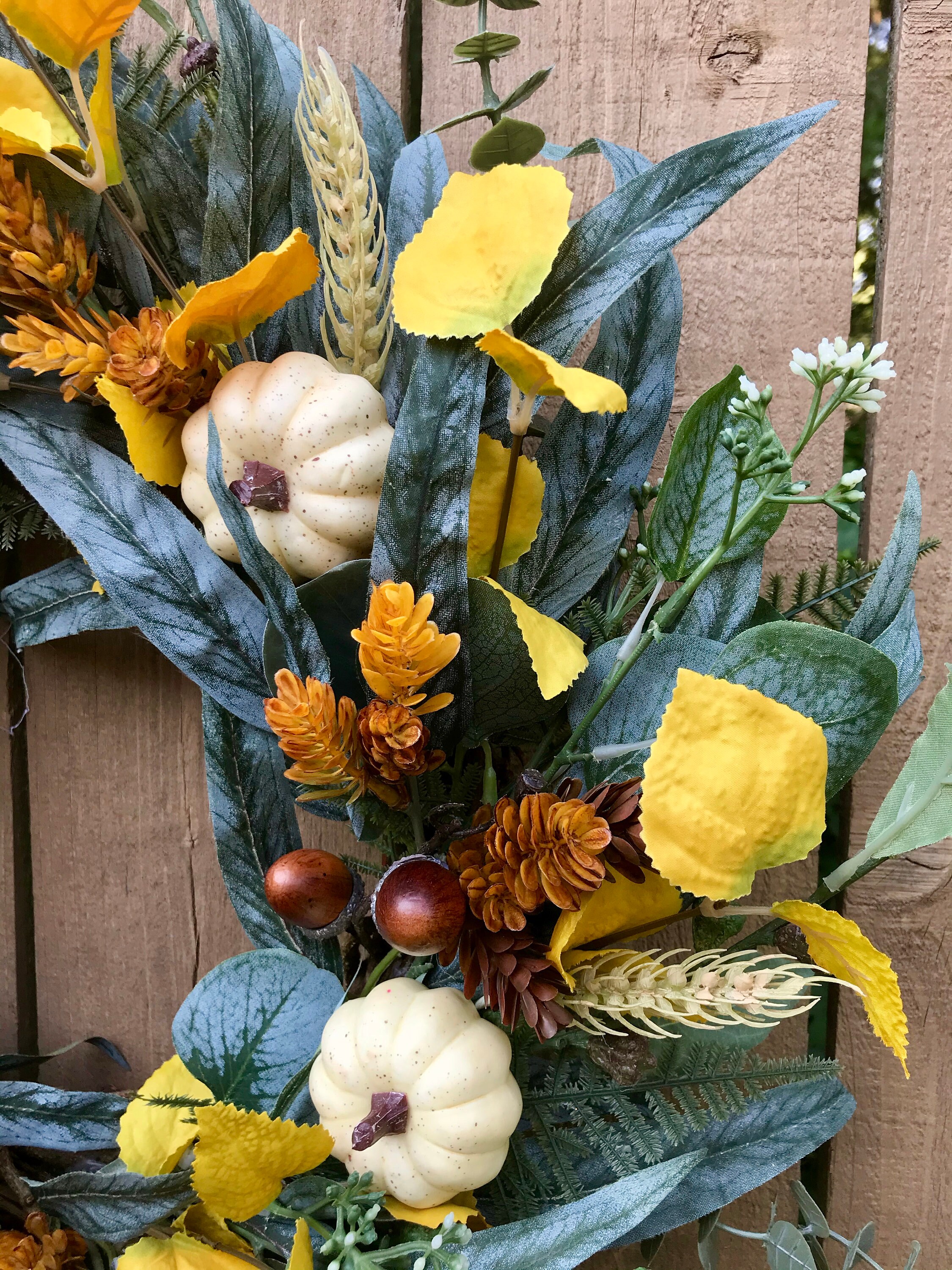 Fall Eucalyptus and Harvest Gold Leaf Wreath With Cream Etsy
