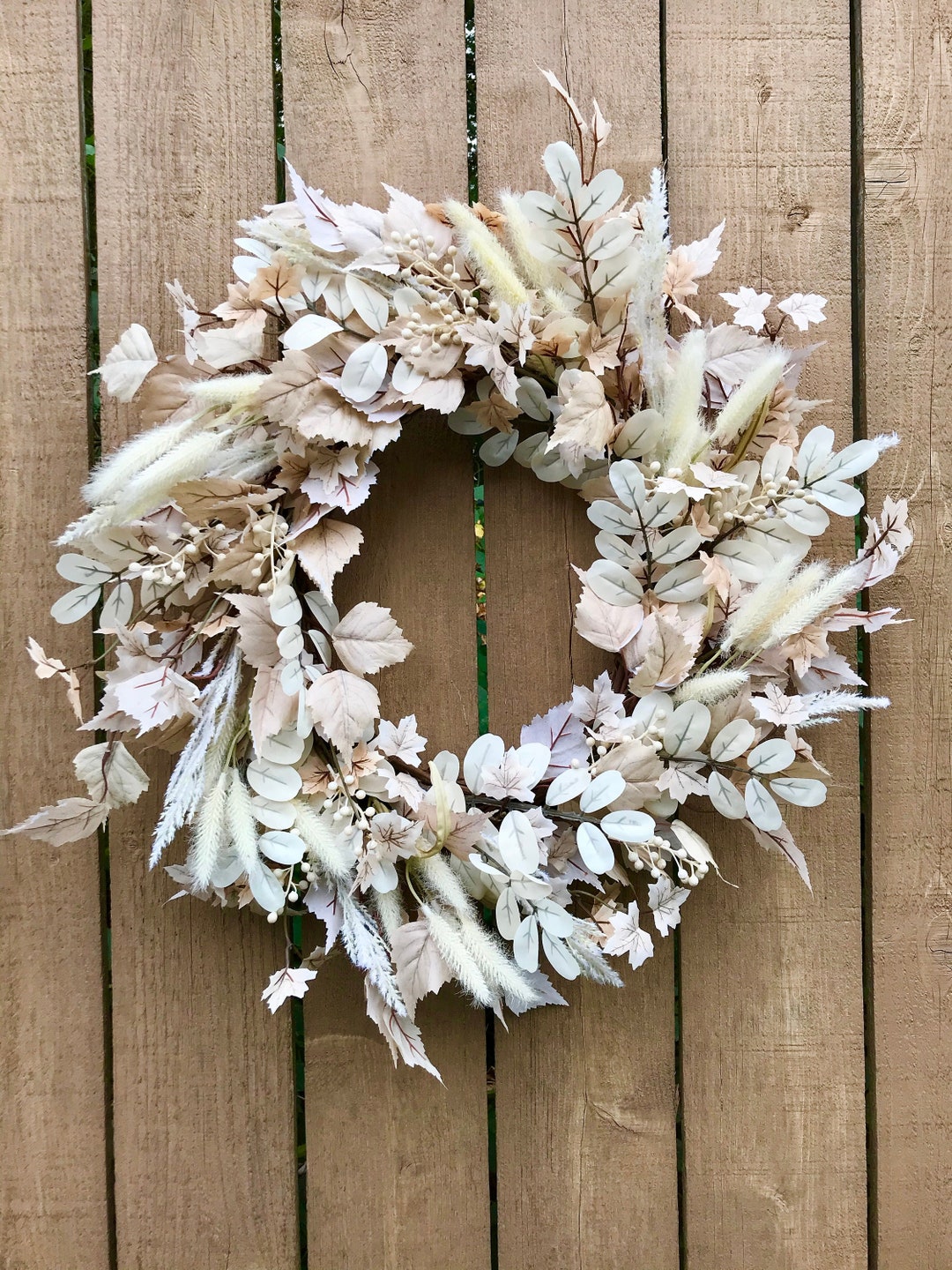 Neutral Boho Style Front Door Wreath Autumn Cream Beige - Etsy