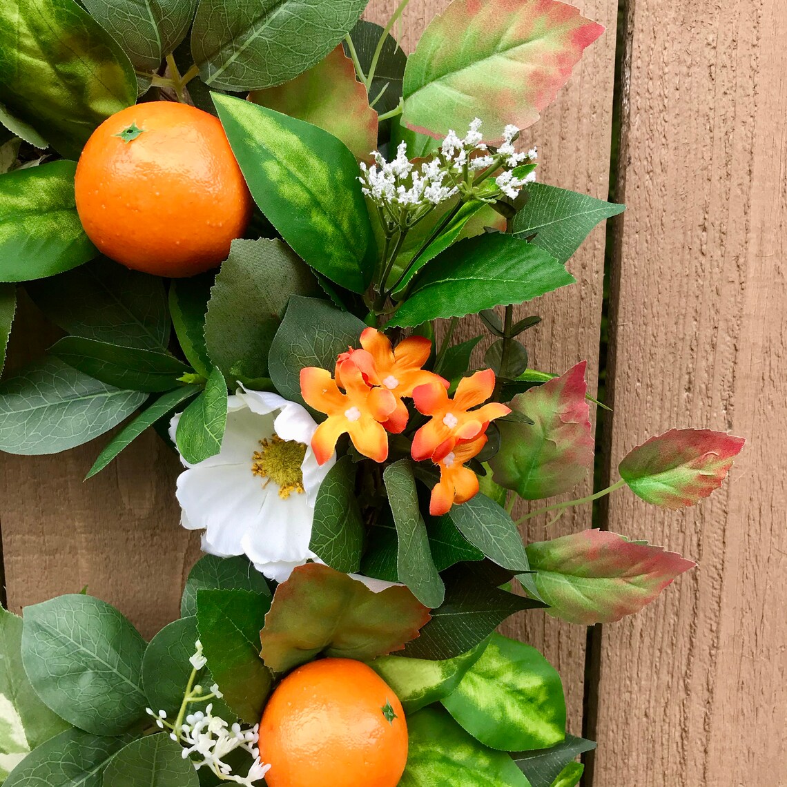 Orange Wreath With White Flower and Berry Summer Wreath With Etsy