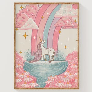 Unicorn Print, Whimsical Nursery Prints, Rainbow Wall Art, Kids Wall Art, Unicorn Decor, Childrens Room Decor, Kids Room Decor, Girls Room
