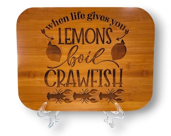Large 15 inch Engraved Bamboo Cutting Board- When Life Gives You Lemons...