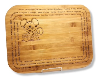 Large 15 inch Engraved Bamboo Cutting Board- Cheeses of the World